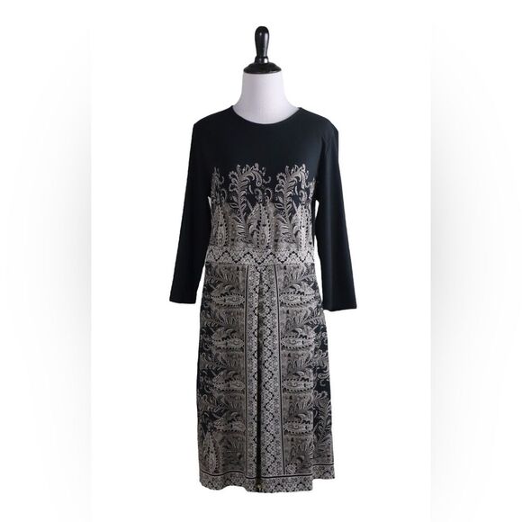 J. Jill Black Wearever Collection Paisley Print Stretch Dress Size Medium - Picture 1 of 7